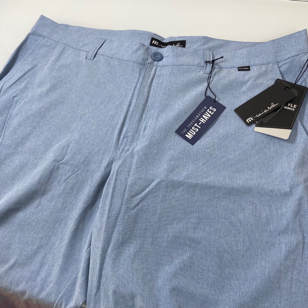 Travis Mathew Men's‎ Size 40 Beck Performance Stretch Golf Shorts Light Blue NEW